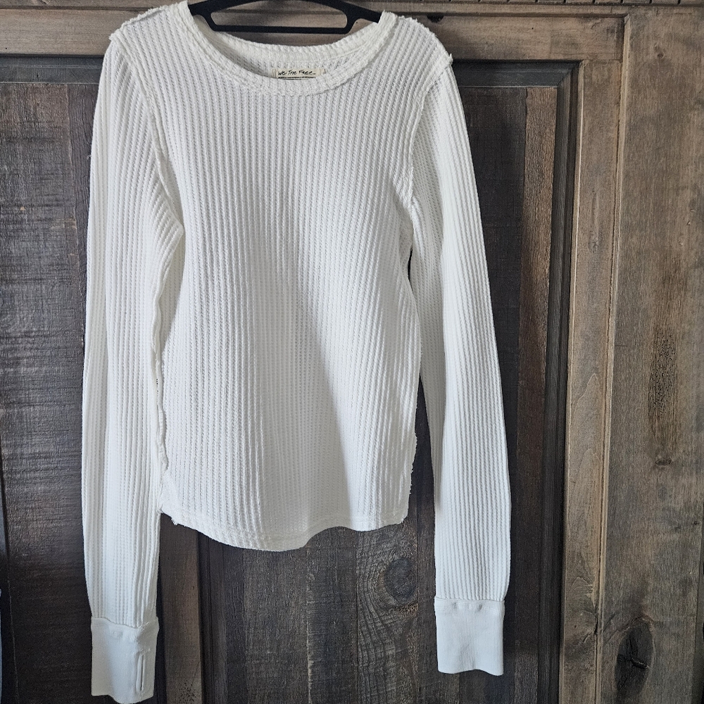 We The Free Free People Long Sleeve Henley Roll With It Thermal Top Women's M